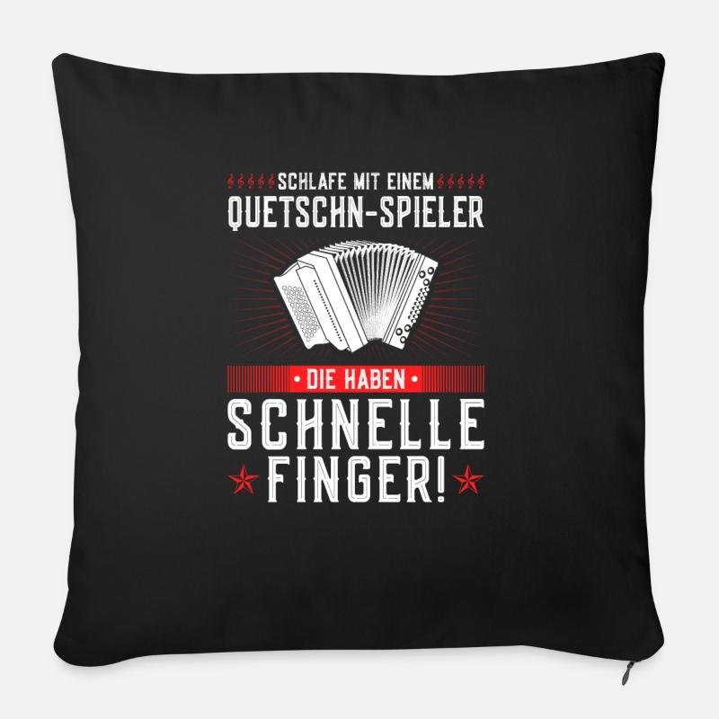 Schlafe Mit Einem Quetschn Spieler, Steirische - Sofakissenbezug 45 x 45 cm - Schwarz