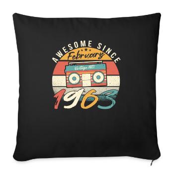 Millésime 1963 en février - Housse de coussin décorative 45 x 45 cm - noir - Devant