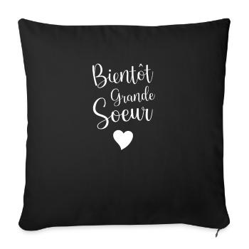 Future Grande Soeur, Bientôt Grande Soeur - Housse de coussin décorative 45 x 45 cm - noir - Devant