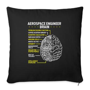 Ingénierie aérospatiale Avion Ingénieur aérospatial - Housse de coussin décorative 45 x 45 cm - noir - Devant