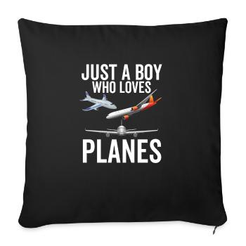 Just a Boy Who Loves Planes - Sofa pillowcase 17,3'' x 17,3'' (45 x 45 cm) - black - Front