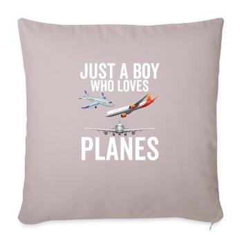 Juste un garçon qui aime les avions - Housse de coussin décorative 45 x 45 cm - taupe clair - Devant
