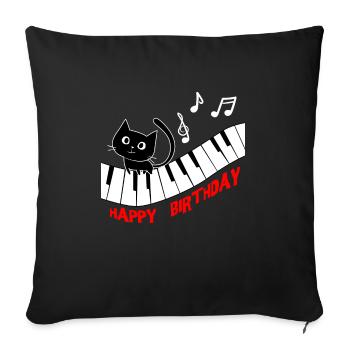 Piano Cat Piano I Funny Animals | Music Happy - Sofa pillowcase 17,3'' x 17,3'' (45 x 45 cm) - black - Front