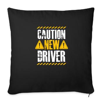 Caution New Driver - Sofa pillowcase 17,3'' x 17,3'' (45 x 45 cm) - black - Front