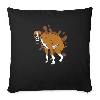 German boxer poops poop pile - Sofa pillowcase 17,3'' x 17,3'' (45 x 45 cm) - black - Front