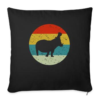 Retro Vintage Nilpferd - Sofakissenbezug 45 x 45 cm - Schwarz - Vorne