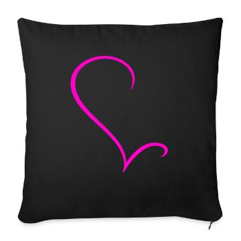 Demi-cœur rose - Housse de coussin décorative 45 x 45 cm - noir - Devant