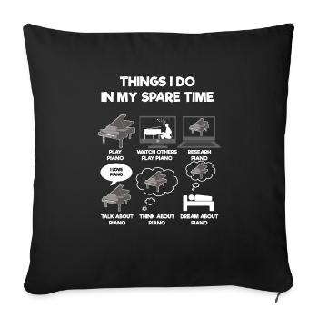 Piano Klavier - Housse de coussin décorative 45 x 45 cm - noir - Devant
