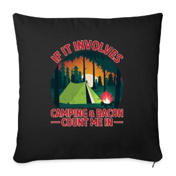 Camping Caravane Camping Camping Bacon - Housse de coussin décorative 45 x 45 cm - noir - Devant