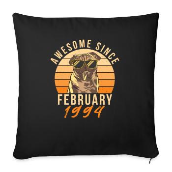 1994 Februar Vintage Geschenkidee - Sofakissenbezug 45 x 45 cm - Schwarz - Vorne