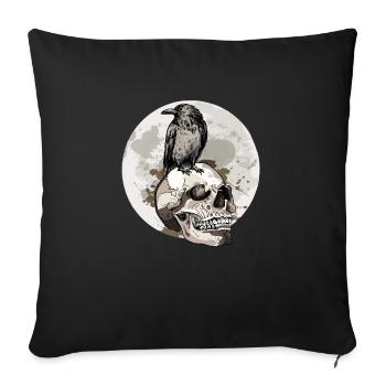 Raven Crow Motif Mythologie nordique - Housse de coussin décorative 45 x 45 cm - noir - Devant
