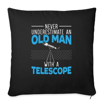 An Old Man With A Telescope Astronomy Astronomer - Sofa pillowcase 17,3'' x 17,3'' (45 x 45 cm) - black - Front