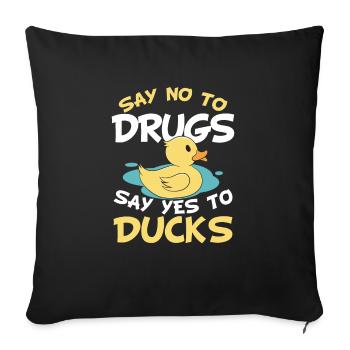 Canard en caoutchouc jaune dire non à la drogue vous dire oui - Housse de coussin décorative 45 x 45 cm - noir - Devant