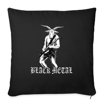 black metal, baphomet mit e gitarren, musiker, git - Sofakissenbezug 45 x 45 cm - Schwarz - Vorne