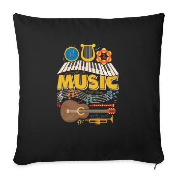 Cadeau instruments de musique de musique - Housse de coussin décorative 45 x 45 cm - noir - Devant