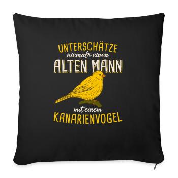 Vogelhalter Vogelzüchter Haustier Kanarienvogel - Sofakissenbezug 45 x 45 cm - Schwarz - Vorne