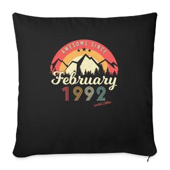 Geschenkidee Vintage Februar 1992 - Sofakissenbezug 45 x 45 cm - Schwarz - Vorne