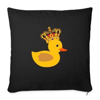 Canard en caoutchouc Cadeau Reine King Crown - Housse de coussin décorative 45 x 45 cm - noir - Devant