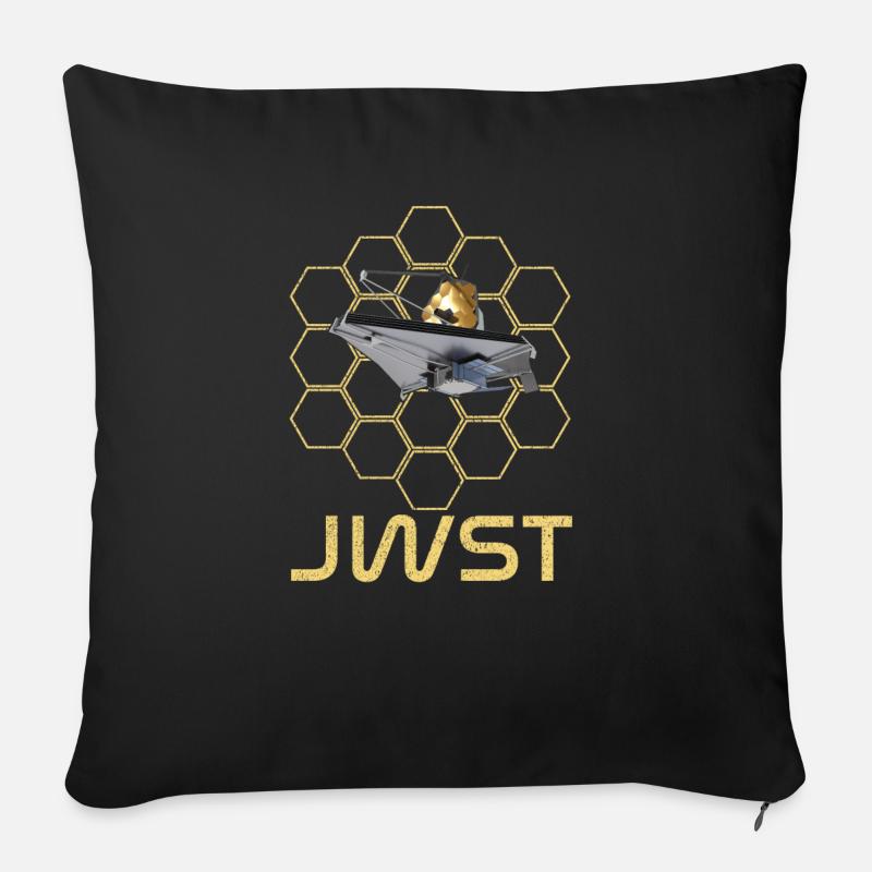 jwst Télescope spatial James Webb - Housse de coussin décorative 45 x 45 cm - noir