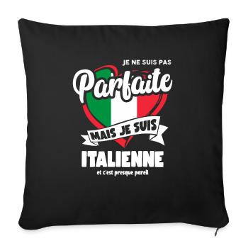Je ne suis pas parfaite mais italienne humour ital - Housse de coussin décorative 45 x 45 cm - noir - Devant