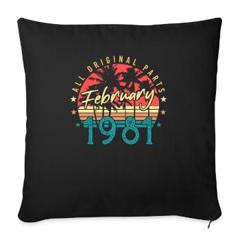 Né en février 1981 Retro - Housse de coussin décorative 45 x 45 cm - noir - Devant
