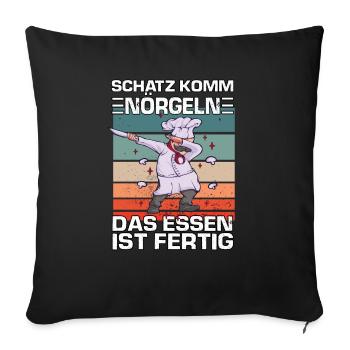 Retro Chefkoch Gastro Küche Kochtopf Hobbykoch - Sofakissenbezug 45 x 45 cm - Schwarz - Vorne