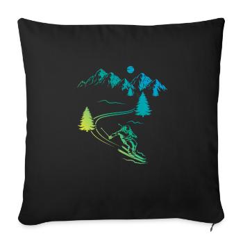 Skifahren Abfahrt Berg Wintersport - Sofakissenbezug 45 x 45 cm - Schwarz - Vorne