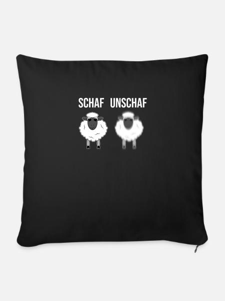 Schaf Unschaf Witz - Sofakissenbezug 45 x 45 cm - Schwarz