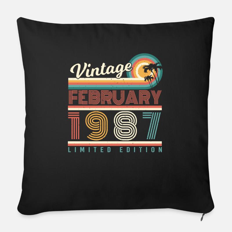 Geboren Februar 1987 Retro - Sofakissenbezug 45 x 45 cm - Schwarz