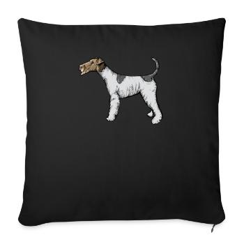 Fox Terrier Dog I Chien de chasse Éleveur Maîtresse Motif - Housse de coussin décorative 45 x 45 cm - noir - Devant