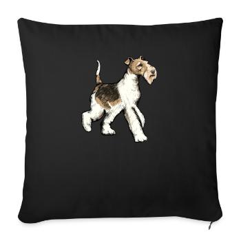 Fox Terrier Dog I Chien de chasse Éleveur Maîtresse Motif - Housse de coussin décorative 45 x 45 cm - noir - Devant