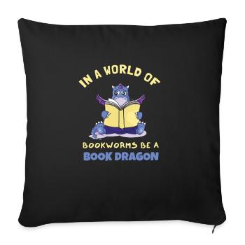 Book Dragon Design Librarian Book Lovers - Sofakissenbezug 45 x 45 cm - Schwarz - Vorne
