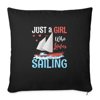 Juste une fille qui aime la voile - Housse de coussin décorative 45 x 45 cm - noir - Devant