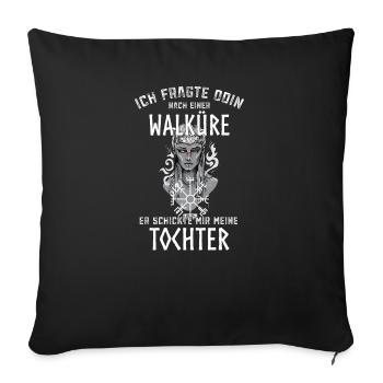 Walküre und Tochter I Wikinger Valhalla Motiv für - Sofakissenbezug 45 x 45 cm - Schwarz - Vorne