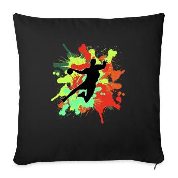 Cadeau de handball coloré pour le sport handball - Housse de coussin décorative 45 x 45 cm - noir - Devant