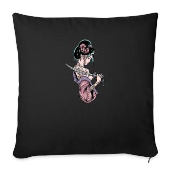 Geisha I Japan Mädchen Anime Motiv für Japanische - Sofakissenbezug 45 x 45 cm - Schwarz - Vorne