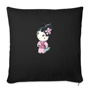 Geisha I Japan Mädchen Anime Motiv für Japanische - Sofakissenbezug 45 x 45 cm - Schwarz - Vorne