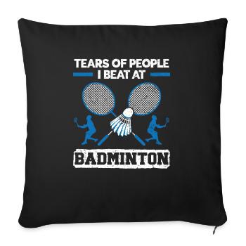Larmes des gens que j’ai battus en badminton entraîneur de joueurs - Housse de coussin décorative 45 x 45 cm - noir - Devant