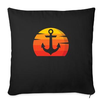 Anchor and sun - Sofa pillowcase 17,3'' x 17,3'' (45 x 45 cm) - black - Front