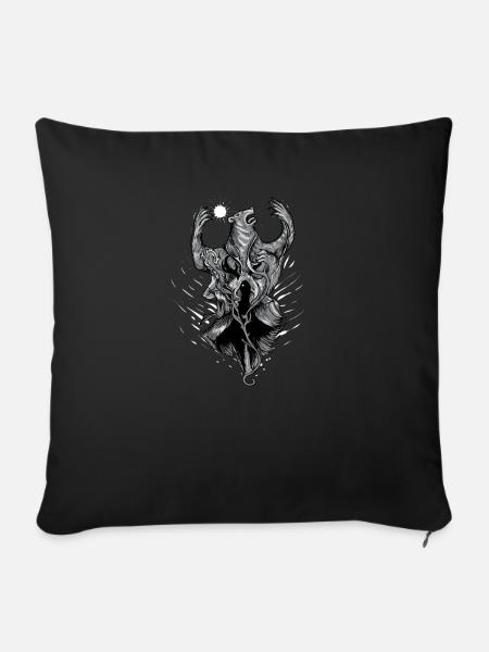 Druide I Kelten & Wikinger Norse Motiv für - Sofakissenbezug 45 x 45 cm - Schwarz
