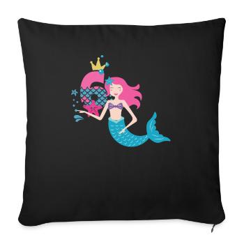 Children's birthday 6 years girl mermaid - Sofa pillowcase 17,3'' x 17,3'' (45 x 45 cm) - black - Front