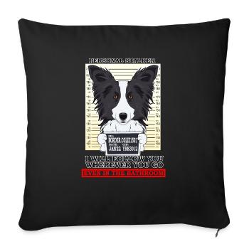 Border Collie Personal Stalker Follow You - Sofa pillowcase 17,3'' x 17,3'' (45 x 45 cm) - black - Front