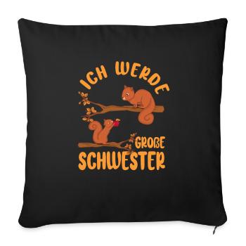 Ich werde eine große Schwester - Sofakissenbezug 45 x 45 cm - Schwarz - Vorne