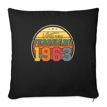 Millésime 1963 en février - Housse de coussin décorative 45 x 45 cm - noir - Devant