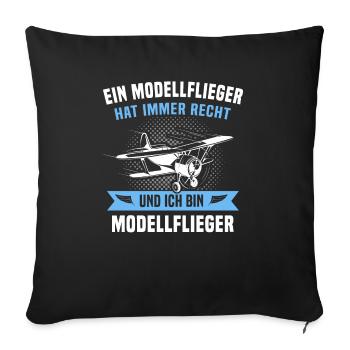Modellflieger Modellflug Modellfliegen - Sofakissenbezug 45 x 45 cm - Schwarz - Vorne