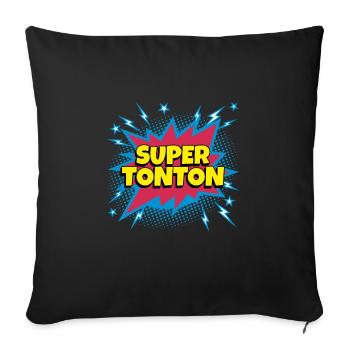 Super Tonton super héro supertonton - Housse de coussin décorative 45 x 45 cm - noir - Devant