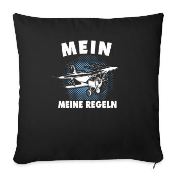 Modellflug Modellflieger Modellfliegen - Sofakissenbezug 45 x 45 cm - Schwarz - Vorne
