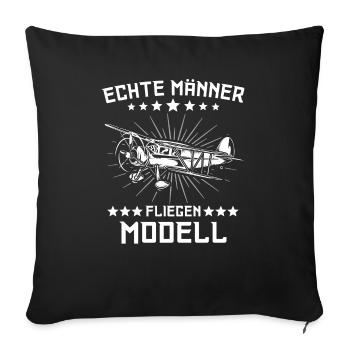 Modellflug Modellflieger Modellfliegen - Sofakissenbezug 45 x 45 cm - Schwarz - Vorne