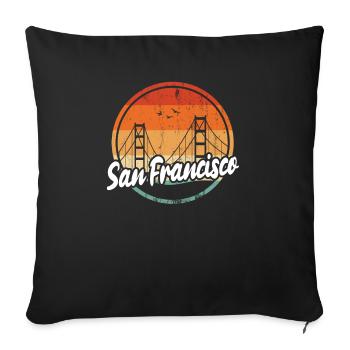 Pont du Golden Gate de San Francisco - Housse de coussin décorative 45 x 45 cm - noir - Devant