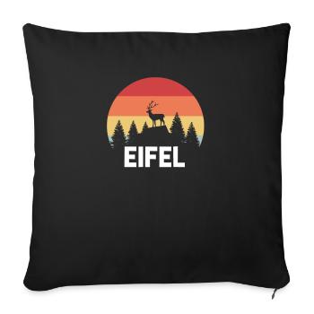 Eifel Natur Heimat Hirsch Wald Cadeau Rétro - Housse de coussin décorative 45 x 45 cm - noir - Devant